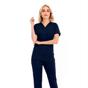 Haut à manches courtes anti-rides col en V médecin soins infirmiers gommages jogger ensembles gommage médical costumes uniformes hospitaliers gommages pour femmes - Product Image 5