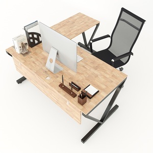 Bureau en L moderne et minimaliste VConcept HBVC017 160x160 avec pieds métalliques assemblés et plateau en mélaminé pour mobilier de bureau - Product Image 2
