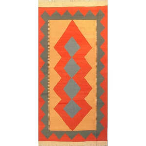 Handmade Geometric Kilim Rug Traditional Style Hand-Knotted <b>Wool</b> Cotton Artisan <b>Crafted</b> Vintage Home Decor Area Rug - Product Image 1