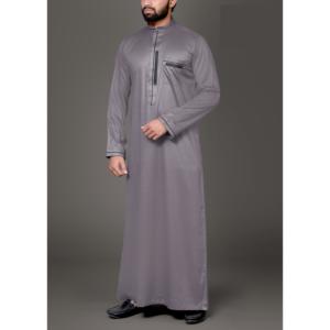 Listo para enviar estilo tradicional de los hombres de moda Thobes tela transpirable con patrón sólido vestido largo para adultos - Product Image 1