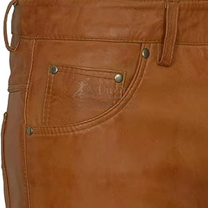 กางเกงหนังสำหรับผู้ชายกางเกงฤดูหนาวทำจากหนังโลโก้ตามสั่ง - Product Image 5