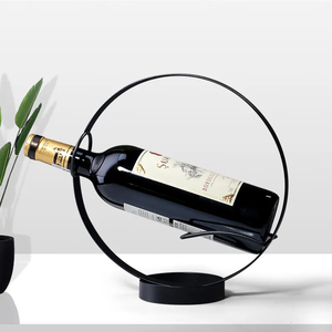 Soporte de estante de vino de Metal con diseño de círculo perfecto soporte de botella de champán Chapado en cobre elegante para uso en hoteles y bares en casa - Product Image 4