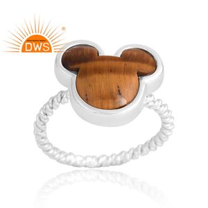 Anillo de piedras preciosas amarillas de ojo de tigre Natural de plata de ley de diseño increíble, joyería de diseño personalizado para mujer, regalo para ella - Product Image 1