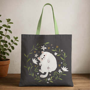 <b>Large</b> Capacity Cute Cat Solid <b>Canvas</b> Tote <b>Bag</b> Full Size Design Washable Luxury Eco Friendly Fashion Shopping <b>Bags</b> - Product Image 1