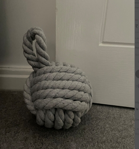 Large Grey Nautical Knot Rope Knitted Doorstop | Heavy Chunky Rope Door <b>Stop</b> 1.8kg 16cmThick Rope - Product Image 1