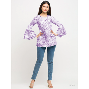 Yash Gallery, Túnica Formal para mujer, camisa bordada con patrón Floral, tela de punto de gasa de seda con volantes XL para fiestas de otoño - Product Image 1