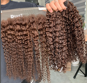 Cabello Humano Virgen Remy Vietnamita Liso Ondulado Frontal Negro en Paquete de 30'' 28''-8'' - Product Image 4