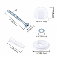 Kit de fixation pour cuvette de toilettes avec chevilles murales en plastique, capuchons de couverture blancs et vis métalliques pour l'installation d'articles sanitaires de salle de bain