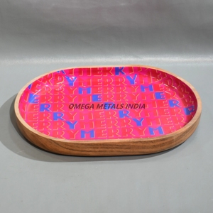 ถาดเสิร์ฟไม้มะม่วงสุดหรูพร้อมพิมพ์ลายสีแดงสดสำหรับปาร์ตี้ทานอาหาร - Product Image 5