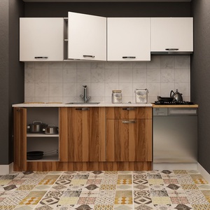 Gabinetes de Cocina de Melamina, Tablero MFC, Juego de Gabinetes de Cocina Modulares Económicos, Paquete Plano al por Mayor, Hecho en Turquía - Product Image 5