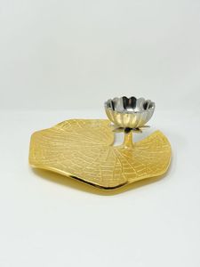Golden Finished Aluminum Luxury <b>Leaf</b> Design Eco-Friendly Lightweight Rectangle Fruit Bowl Tabletop Home & Hotel <b>Decor</b> - Product Image 4