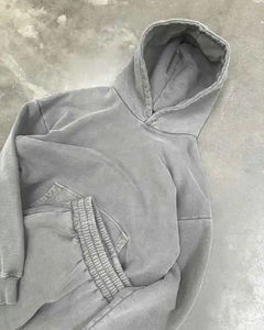 Traje de chándal unisex vintage gris lavado con logotipo personalizado Pantalones de chándal de lana de algodón pesado Etiqueta privada Hecho en Pakistán - Product Image 1