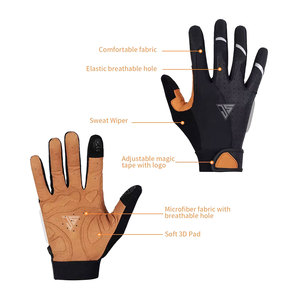 Gant de cycle d'hiver pour hommes de vente chaude, fabriqué à partir de cuir perforé/cuir synthétique/tissu extensible, doublure intérieure en polaire - Product Image 2