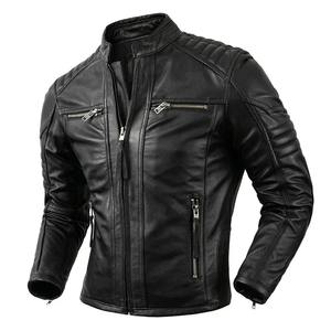 Chaqueta de Cuero Vacuno 100% Genuino Vintage para Hombre, Abrigo de Motociclista para Otoño, Talla Asiática S-4XL, Ropa de Motociclista Masculina M696 - Product Image 1