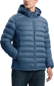 Vestes d'hiver pour hommes en alternative au duvet, légères, imperméables, matelassées, avec capuche amovible - Product Image 4