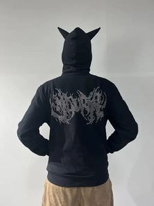 Sweat à capuche à fermeture éclair pour hommes personnalisé imprimé de strass Hip Hop Street Wear tissu polaire d'hiver de grande taille 100% coton - Product Image 3