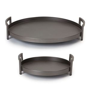 Round Shape Metal Serving <b>Tray</b> With Handles For <b>Kitchen</b> Dining Table Food Serving And Home Decor - Product Image 4