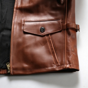 Chaqueta de Cuero Genuino para Hombre, Diseño Casual Americano de Alta Calidad, Impermeable, para Motociclismo, Color Marrón - Product Image 4