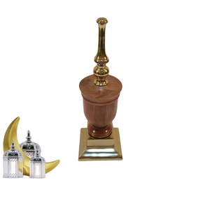 Quemador Bakhoor con tapa de latón Quemador de madera Oud de forma redonda con parte superior de acero inoxidable con patas de metal para uso en interiores de Ramadán - Product Image 4