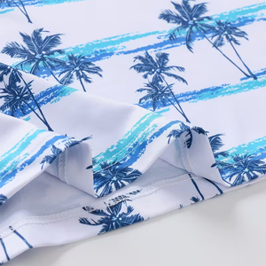 Polo de Golf Informal, Corte Ajustado, Elástico, con Botones, Talla Grande, Manga Corta, con Diseño Estampado de Palmeras - Product Image 3