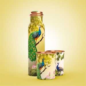 Premium Quality Copper Water Bottle With Glass - Product Image 1