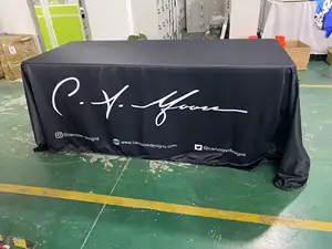 Kustom 4ft, 5ft, 6ft, 8ft dicetak Logo taplak meja dipasang untuk acara Promosi