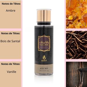 Brume pour le corps YANA PINK 250ML par AYAT PERFUMES, senteurs orientales unisexes, parfum arabe pour le corps, gels parfumés de Dubaï - Product Image 5