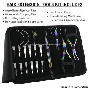 Removedor de micro cuentas profesional y alicates de prensado para herramientas de extensiones de cabello con juegos de agujas de gancho de tracción con bolsa de cuero - Product Image 6