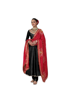 Ever New Exclusive Self-Design Bordure Mercerisée Coton Soie Papillon Filet Indien Traditionnel Prêt-à-Porter Sans Rides - Product Image 1