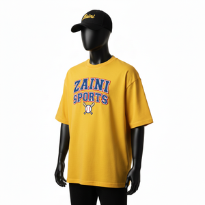 เสื้อยืดทรงบ็อกซี่ ผู้ชาย พรีเมียม ผ้าเจอร์ซีย์คอตตอน 220 GSM เนื้อนุ่ม ระบายอากาศดี สีมัสตาร์ด สกรีนโลโก้ตามสั่ง เสื้อผู้ชาย - Product Image 4