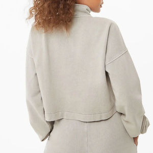 Sudadera de punto con media cremallera y cuello redondo para mujer, talla grande, bordada, forrada, informal, holgada, de forro polar, cálida, de manga larga, para otoño - Product Image 6