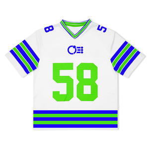 2025 Camiseta corta de gran tamaño de fútbol americano Boxy Retro Streetwear malla de manga corta de punto sólido Casual sublimación en blanco - Product Image 3