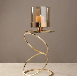 Ensemble de 2 bougeoirs élégants, décoration pour maison, hôtel, Restaurant, bougeoir, décor, bougeoir en métal plaqué or - Product Image 4