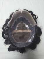 Perruque Lace Front en Cheveux Humains pour Hommes avec Ondulations Naturelles et Styles Raides Crépus - Patchs de Cheveux Indiens Doux