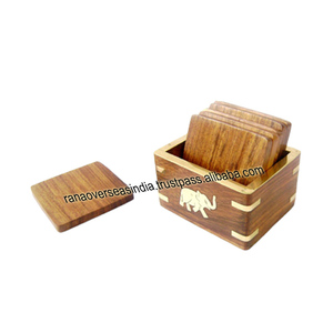 Posavasos cuadrado de madera hecho a mano personalizado más vendido para taza de té y café con soporte a la venta a un precio asequible - Product Image 6