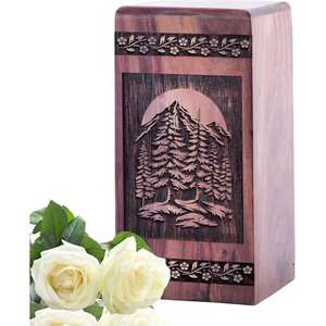 Urnas de cremación de madera personalizadas para cenizas humanas Urna de madera de ataúd funerario Masculino Femenino Adulto de exportador indio - Product Image 5