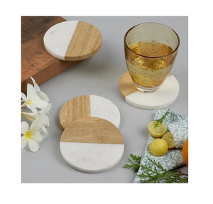 Ensemble de sous-verres en bois et en marbre tendance Sous-verres décoratifs pour vos boissons et boissons Protection de table - Product Image 6
