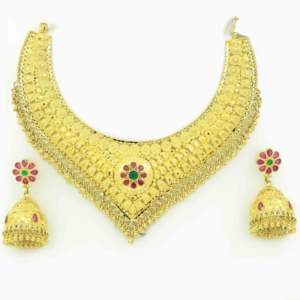 Vente en gros de parures de bijoux plaquées or 14K, 18K, 24K, design traditionnel, colliers en pierre, bijoux en laiton plaqué or, Oro Joyeria - Product Image 3