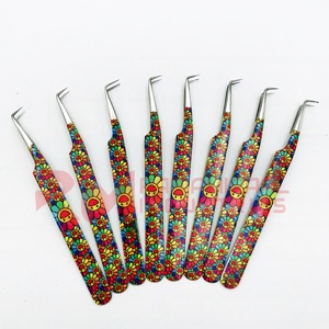 Super septiembre Pinzas de extensión de pestañas con punta de 90 grados Juego de pinzas de pestañas recubiertas de papel personalizadas - Product Image 3