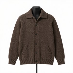 <b>Men</b>’s Textured <b>Knit</b> Jacket Button Front Collared <b>Cardigan</b> Sweater Long Sleeve Casual Knitwear Manufacturer - Product Image 1