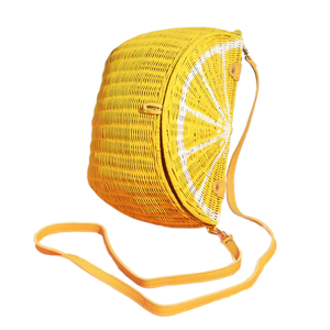 Bolso de Mano de Mimbre y Ratán con Diseño de Limón para Mujer, Estilo Veraniego, para Vacaciones de Verano, Bolso Amarillo Hecho a Mano - Product Image 5