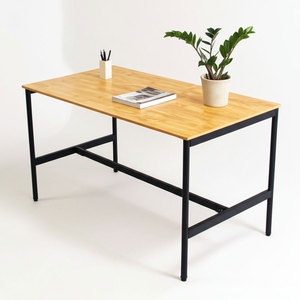 OMA II HBOM220 System Industrial-Style Standing Conference <b>Table</b> 180x90x105cm Rubber Wood & Iron Legs Oval MDF <b>Office</b> Furniture - Product Image 1