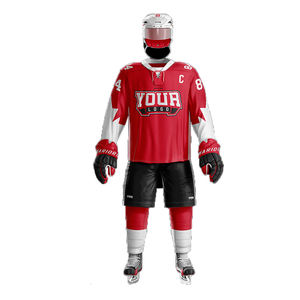 Uniforme de Hockey sobre Hielo de la Mejor Calidad, 100% Poliéster, Transpirable, Absorbente de Humedad, con Logotipo Personalizado, Nombre del Equipo, Servicio OEM, Conjunto de Ropa de Hockey - Product Image 4