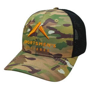 Sombrero de camionero de 6 paneles de camuflaje verde, bordado 3D, ala curva, línea de costura de contraste, malla negra, hebilla de un solo pecho de plástico - Product Image 2