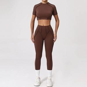 Trajes de gimnasio sin costuras de cintura alta para mujer, Yoga transpirable para ropa de entrenamiento, correr, deportes de Fitness al aire libre sólidos - Product Image 3