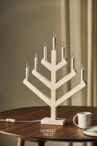 Ensemble de 3 bougeoirs en bois de pin massif naturel en forme de maison, style minimaliste, centre de table pour la salle à manger, décoration de mariage à domicile - Product Image 2