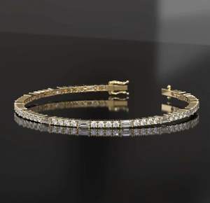 Brazalete de Tenis con Diamantes Cultivados en Laboratorio de Lujo, Chapado en Oro de 14K, Joyería Unisex Certificada para Bodas, Aniversarios y Uso Diario - Product Image 1
