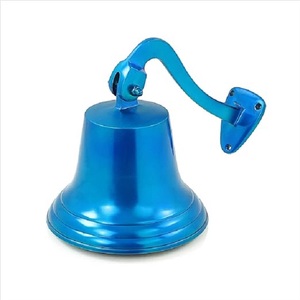 Campana decorativa metálica de diseño propio con puerta de entrada terminada en PVT azul, campana de puerta colgante, sala de clase, campana de timbre Scholl - Product Image 1