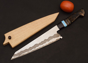 Vente en gros de commandes en vrac personnalisées OEM ODM couteau de cuisine de chef à manche en résine et lame en acier faite à la main avec couteaux de chef en bois - Product Image 4