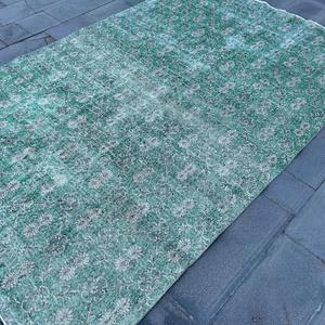 พรมตุรกีวินเทจขนาด 6.6x10.2 ฟุต พรมปูพื้น พรมขอบสีเขียว - Product Image 3
